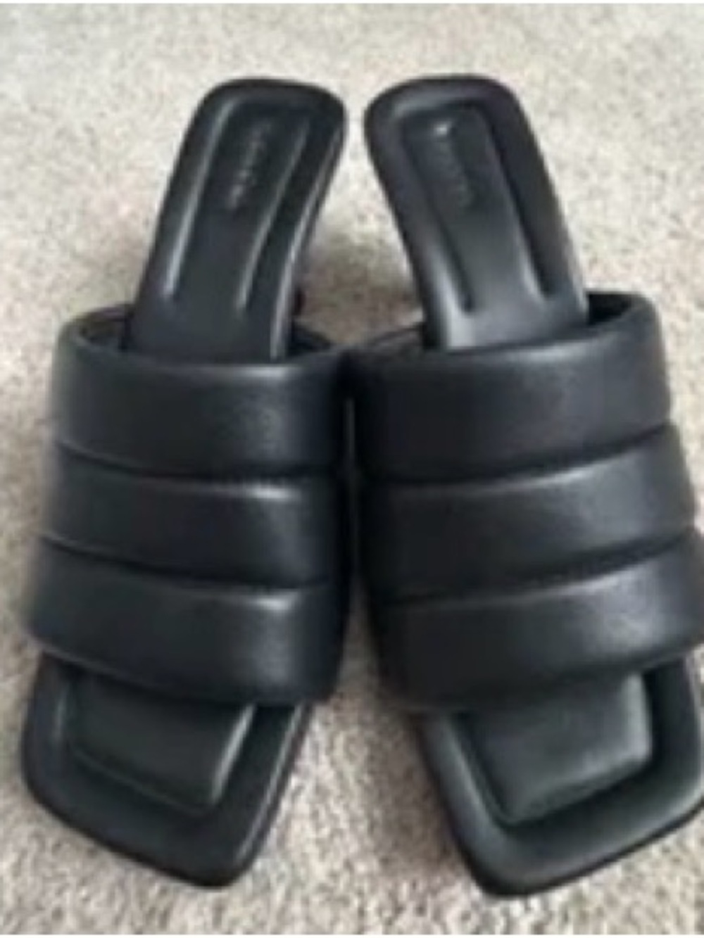 Vince Black Padded Square-Toe Slide Mules